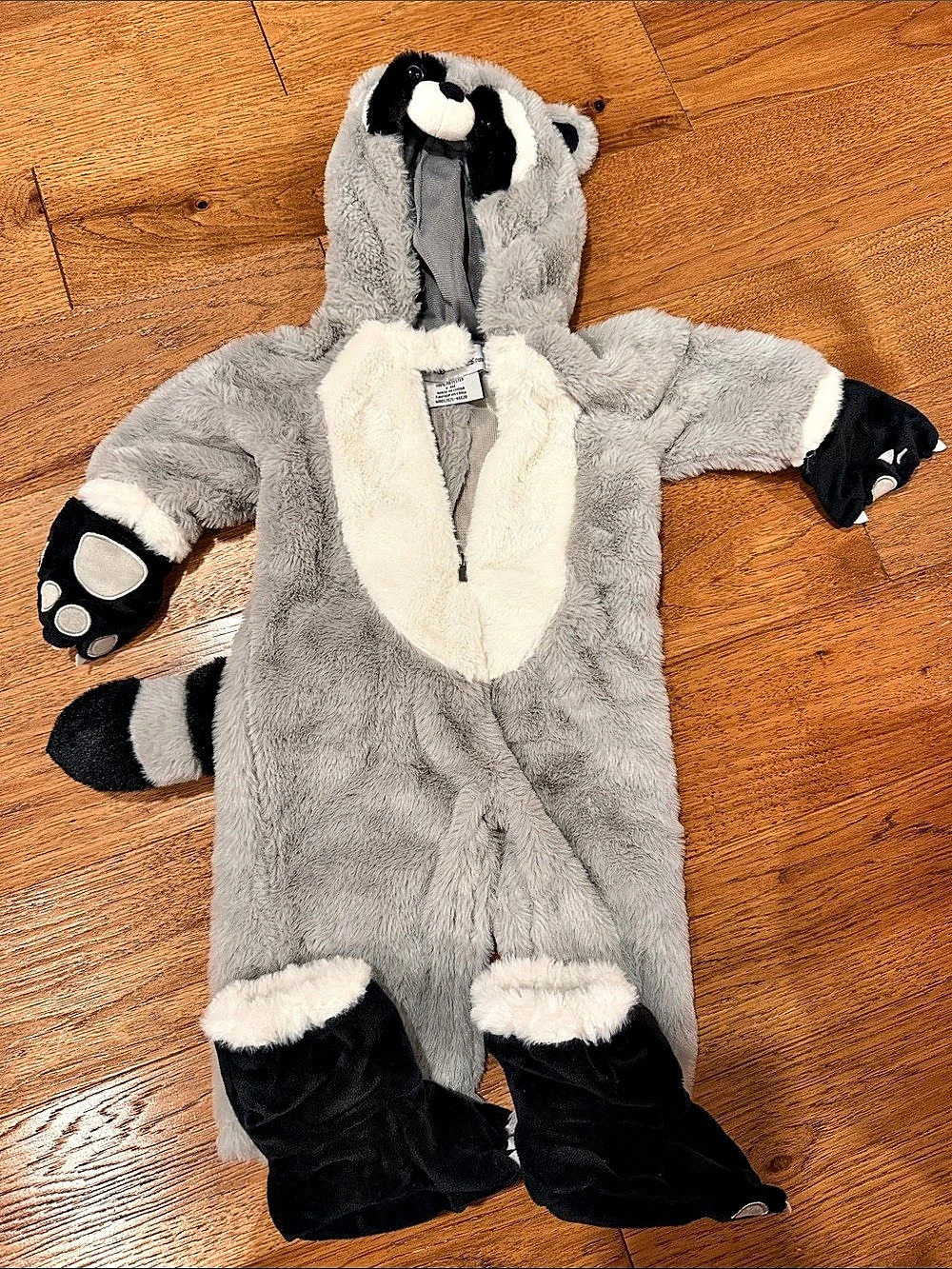 Infant Cozy Raccoon Costume Baby Gray & Black Costume Size 6-9M